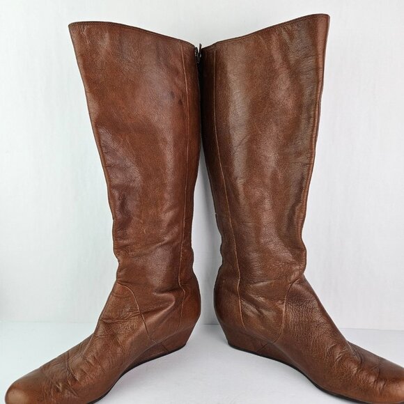 Nordstrom BP Runway Cognac (Brown) Leather Hidden Wedge Knee High Boot 9.5 - Picture 5 of 13